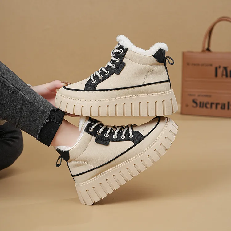 2025冬季高帮加绒小白鞋新款韩版女学生休闲运动板鞋潮百搭棉鞋