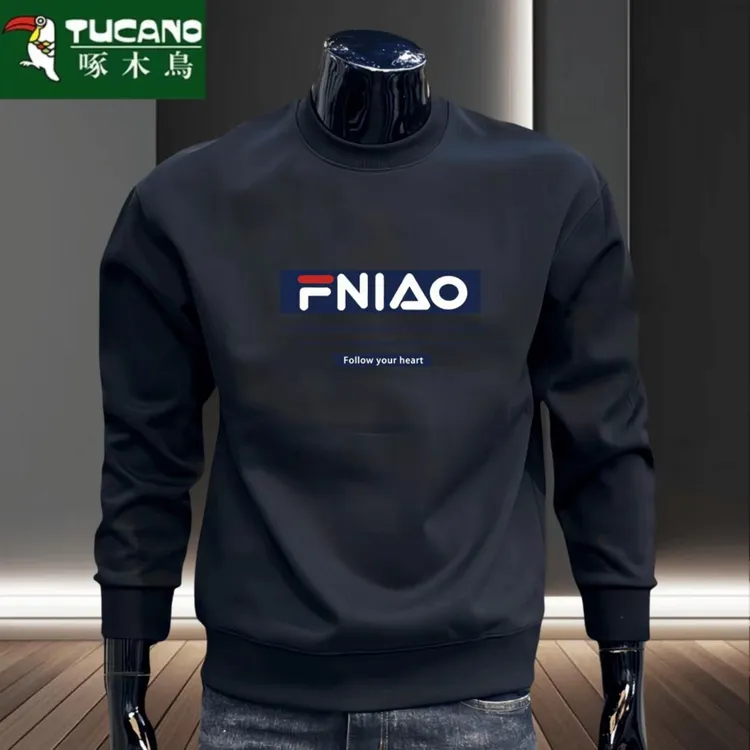 啄木鸟秋冬季圆领秋冬季长袖印花商务卫衣宽松加厚春秋上衣卫衣