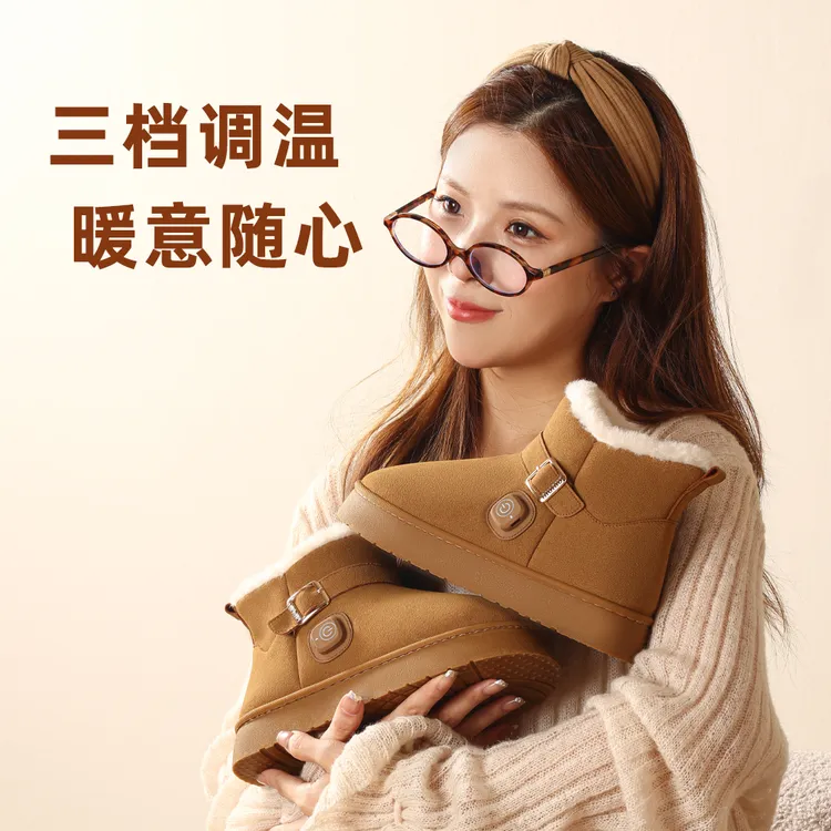 方乐智能加热雪地靴冬季下雪防滑复古雪地靴防水防滑加厚加绒女