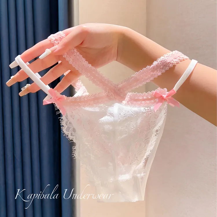 雪媚娘·纯欲性感少女撞色蕾丝内裤新款个性小心机舒适透气三角裤