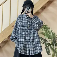 冬季新款慵懒风格子长袖衬衫251310