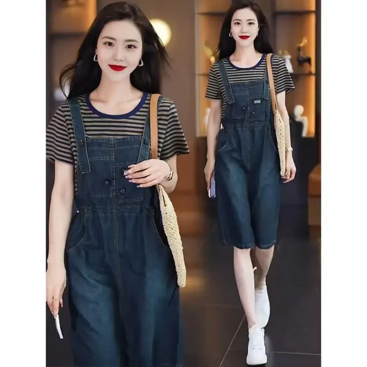 假两件牛仔连衣裙女夏季新款洋气收腰显瘦小个子时尚休闲背带裙子