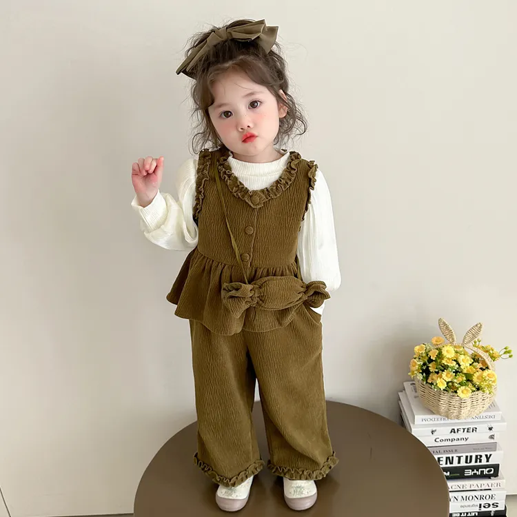 女童森系套装2025新款儿童春秋装韩版洋气女宝宝春季时髦三件套潮