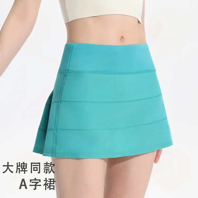 lulu运动短裙女防走光跑步速干瑜伽健身网球半身裙羽毛球口袋夏季