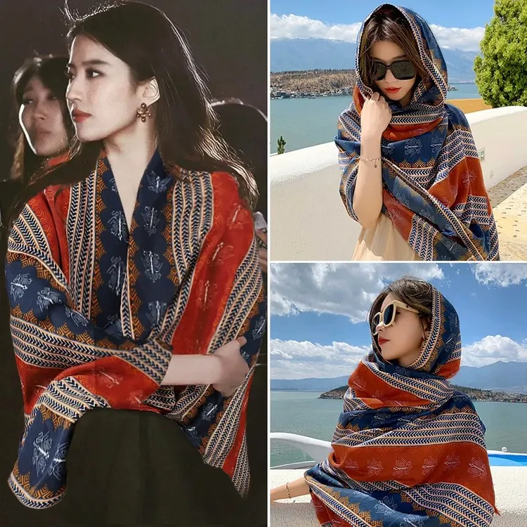 好看的披肩多种穿搭!!!夏季复古风百搭空调披肩旅游拍照搭子围巾