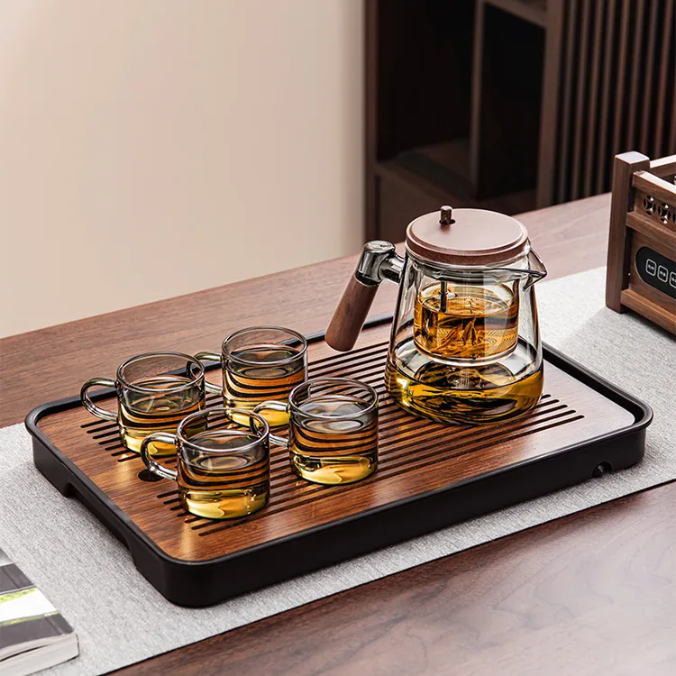 家用玻璃茶具套装一键冲茶自动过滤创意茶水分离耐热办公室泡茶