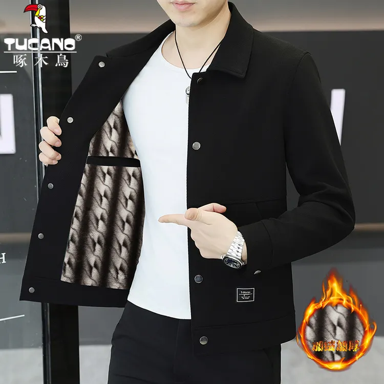 TUCANO/啄木鳥【保暖好物】秋冬季新款休闲百搭纯色翻领夹克男外套