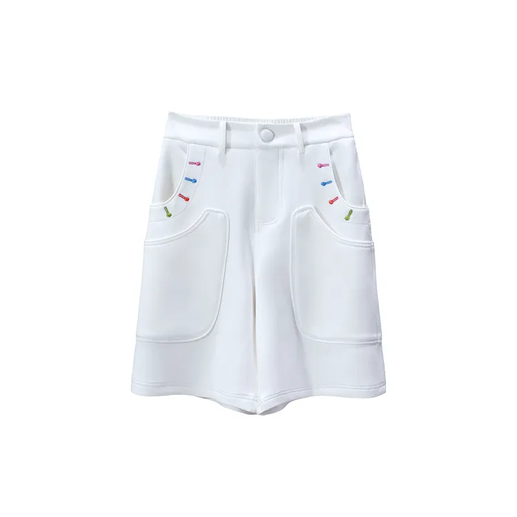 【LIANG哥女装】2025夏欧版象牙白立体口袋时尚休闲短裤7771A