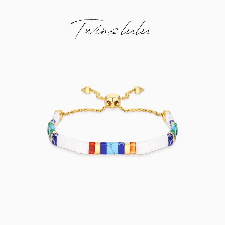 TWINS LULU 流光风 简约少女度假风时尚百搭彩色方形手链TSS6939