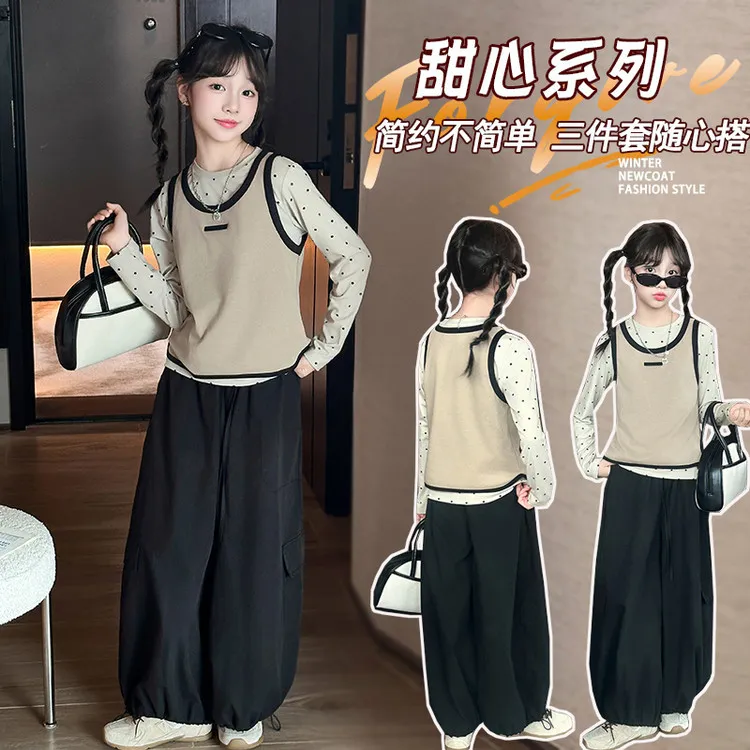 女童秋装2025新款小宝宝中大童韩版洋气儿童装百搭潮休闲女孩秋季
