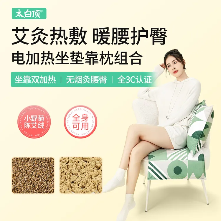 太白顶艾灸坐垫带靠背电加热艾草艾绒专用驱寒家用艾灸