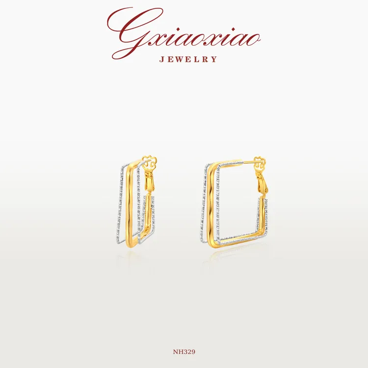 G XIAOXIAO 法式高级几何设计师款双色素款方形耳环 NH329