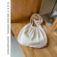 三与十三|贝壳包|复古韩系压褶设计棉麻质感单肩休闲百搭