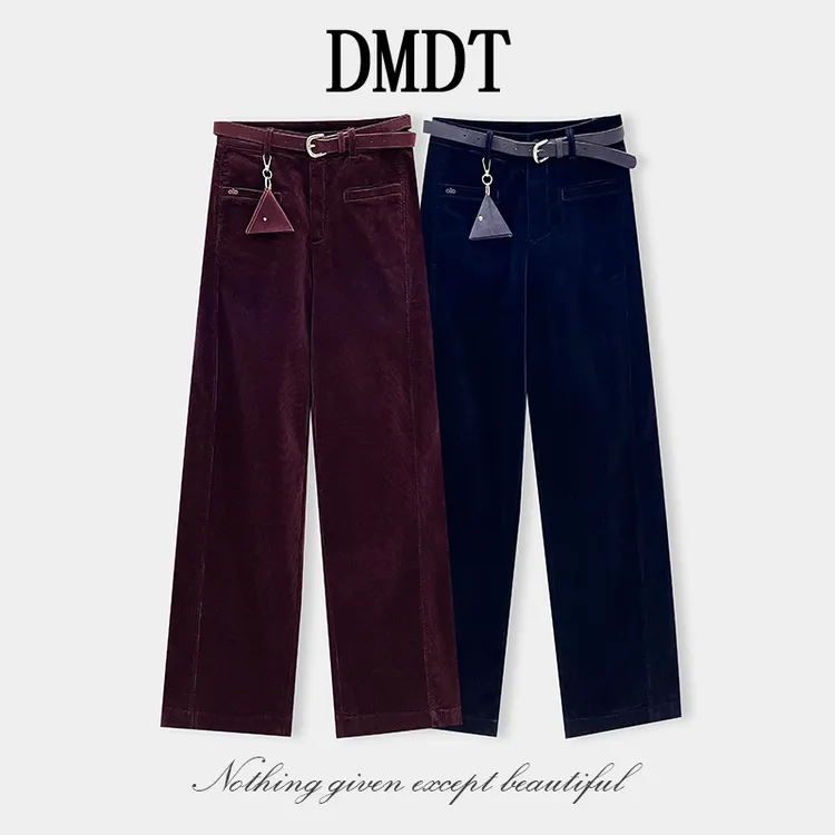 【DMDT服饰】2025冬季 “流光丝语”配腰带小包包显腿长女休闲裤99068