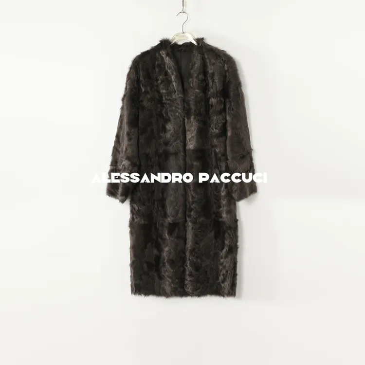 AP洛哥52013CM【华年】黑标/小湖羊皮毛一体中长款保暖时尚皮草外套