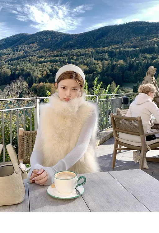 海宁女装冬季加厚宽松显瘦百搭环保毛毛皮毛一体坎肩马甲外套女