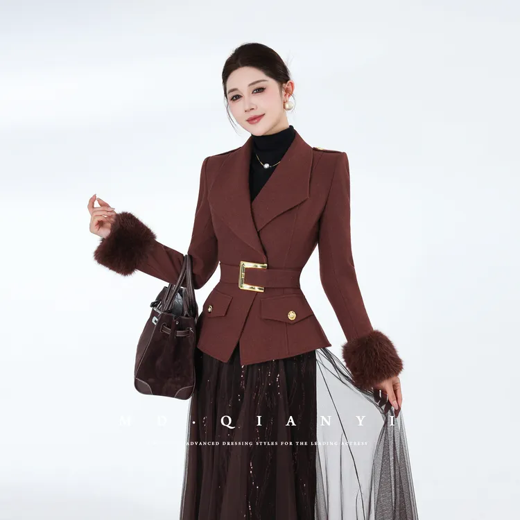 MD定制·杨千亿【知性叙事】2025冬季羊毛毛呢外套时尚气质短款加厚