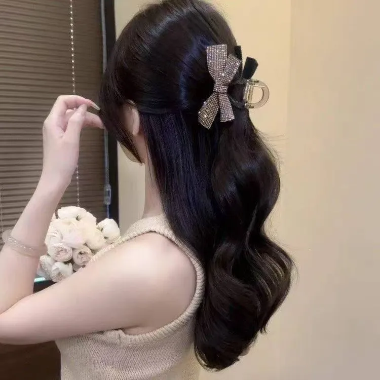 2025新款蝴蝶结闪闪发夹高级感百搭鲨鱼夹子马尾夹女后脑勺发饰
