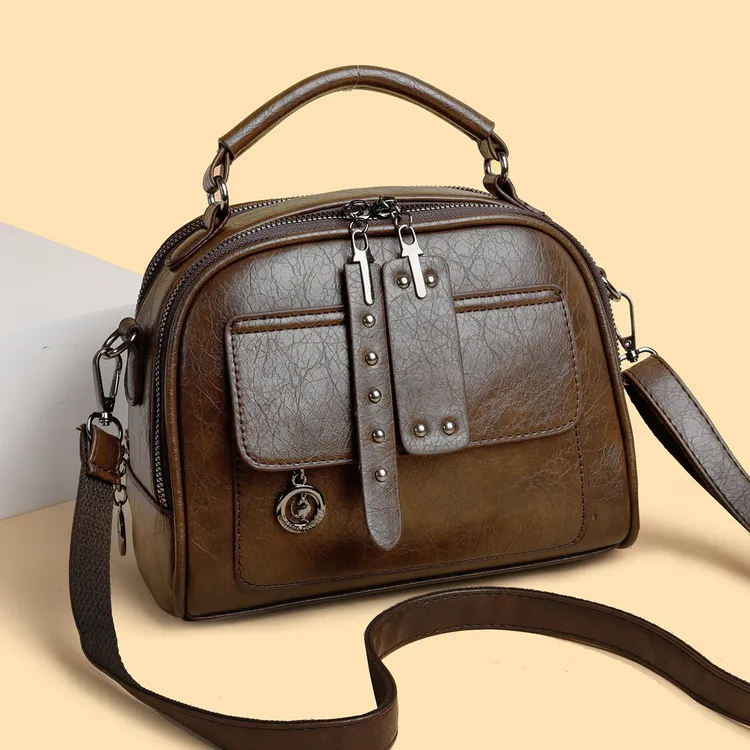 通勤女包时尚单肩斜挎包2061 棕色  长22高17