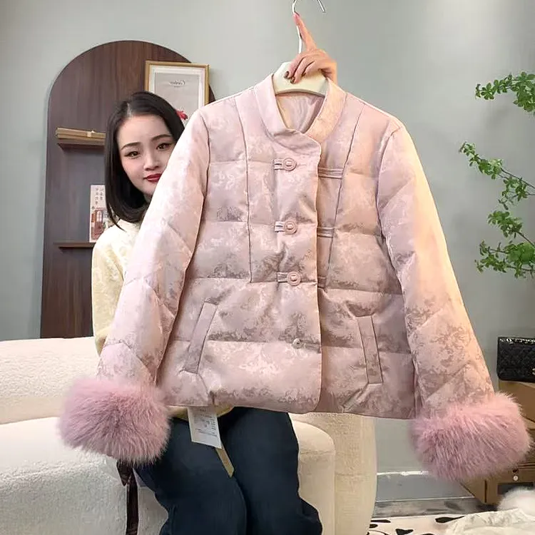 【三生三世】爆款高级新中式国风洋气毛毛袖短款显瘦提花女士外套潮