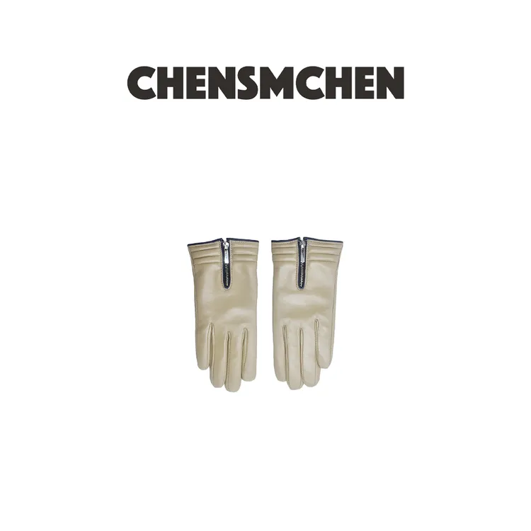 CHENSMCHEN  秋冬款简约时尚拉链设计真皮手套