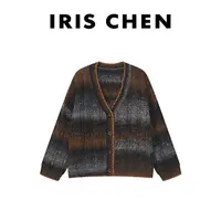 IRIS CHEN 诺丁山 25秋冬“羊驼羊毛830g”渐变保暖针织开衫25WT914