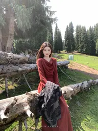 EIA一尧【温莎小姐】气质女人复古显白荡领连衣裙小众买手高级显瘦