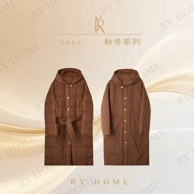 【容雨RYHOME】90白鹅绒秋冬连帽加厚保暖长款鹅绒服254YF1563