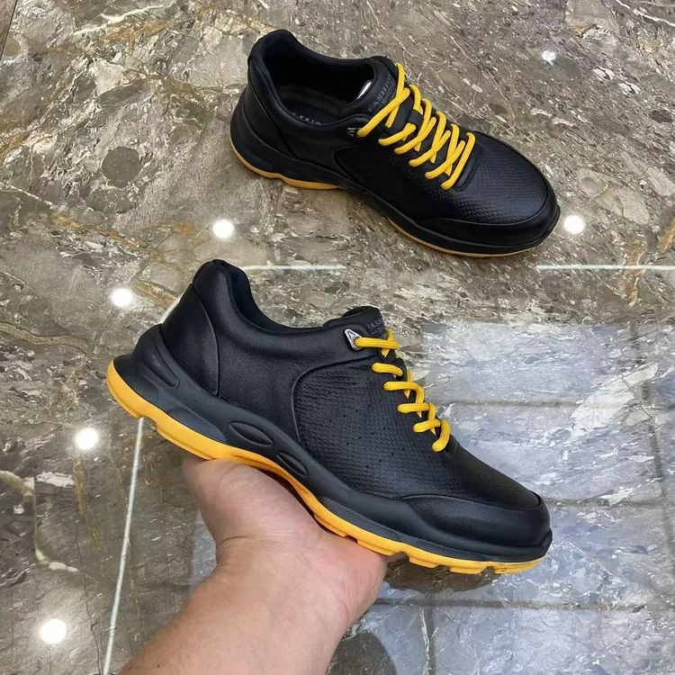 潮流时尚2025春秋超轻黑色系带低帮舒适轻便减震休闲皮鞋18818