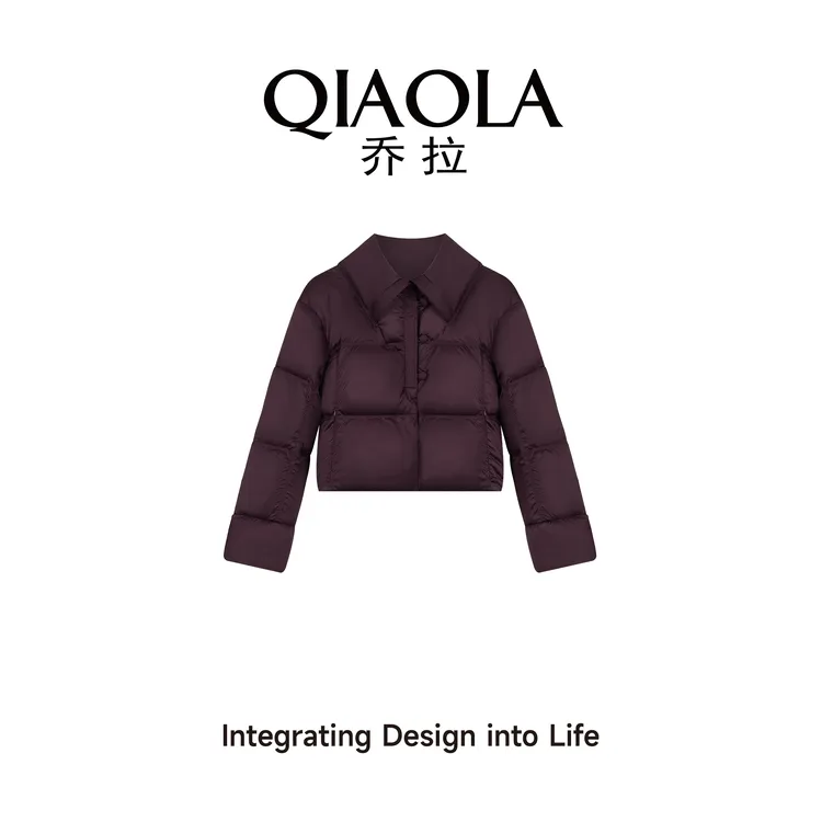 QIAOLA/乔拉【郁雪旧言】秋冬季鸭绒翻领保暖休闲羽绒服外套