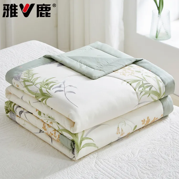 V/雅鹿全棉空调被纯棉被子被芯夏被可机洗夏凉被四件套宿舍棉被