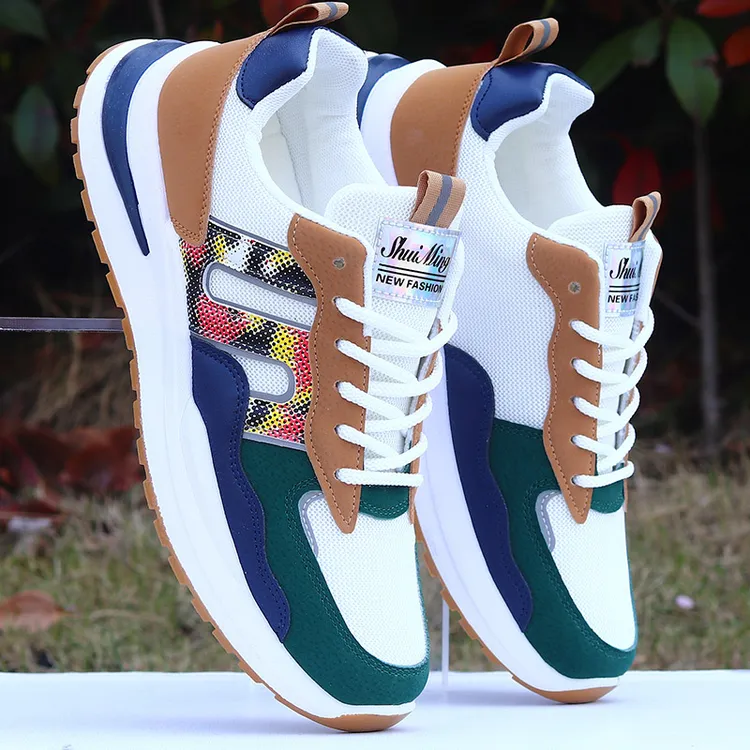 春秋新款潮流网面鞋男款透气防臭运动休闲鞋防滑耐磨休闲工作跑鞋