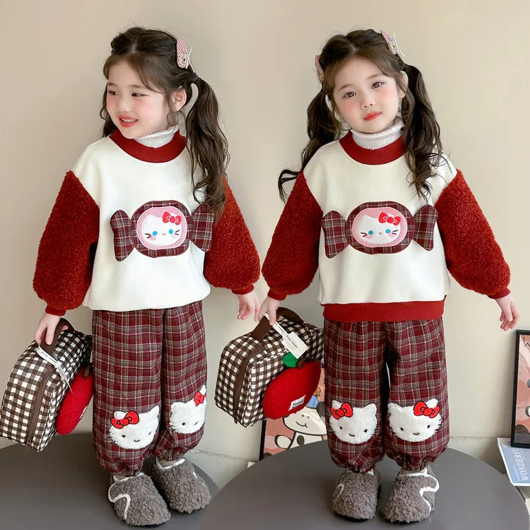女童秋冬款套装洋气2025新款儿童女宝宝糖果加绒卫衣卫裤两件套潮