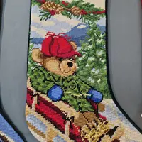 绒绣圣诞袜06 小红帽熊 45*20cm