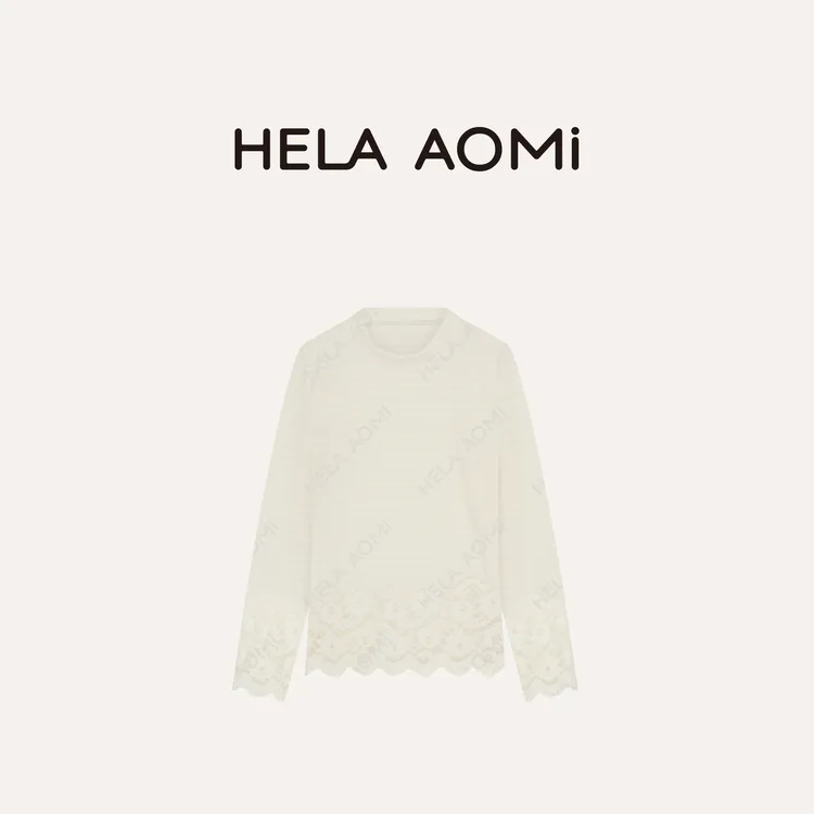 HELA AOMI “浮雕花边”浮雕蕾丝镂空高领百搭打底衫CY5CN23106