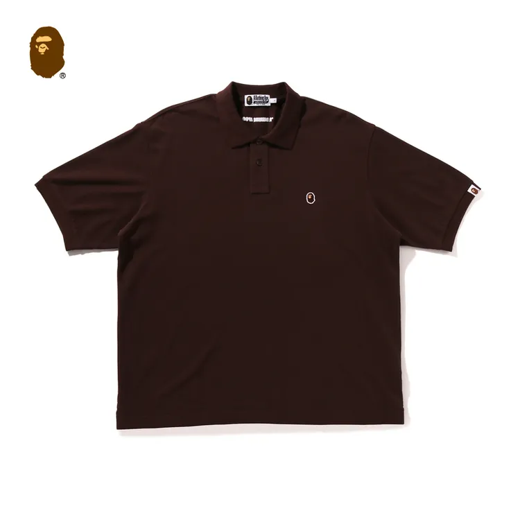 BAPE男装25春夏猿人刺绣标纯色短袖POLO衫112301O