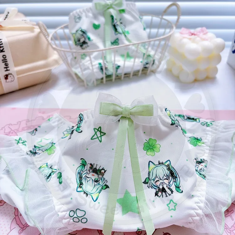 原创二次元原神纳西妲可爱印花纯欲风蝴蝶结少女舒适透气三角内裤