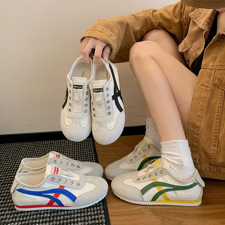 P&C Studio一脚蹬内增高德迅帆布鞋2025新款百搭休闲阿甘小白鞋