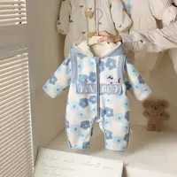 冬季男女宝宝可爱连帽衣服婴儿连身衣外出服儿童冬天皮毛一体衣服