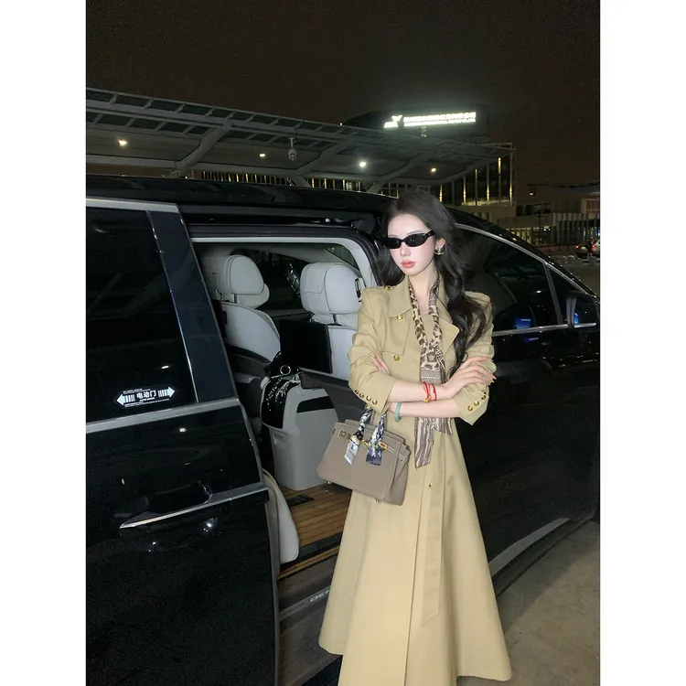 【雅乔定制】切尔西 双排扣收腰显瘦卡其色风衣外套DYHH-25082006