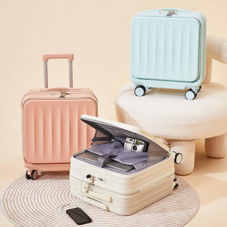 高品质前置开口行李箱女2025新款多功能拉杆箱男18小型登机旅行箱