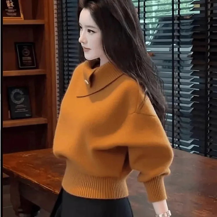 女纯色厚款冬季针织春季毛针织衫高领秋冬打底