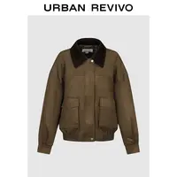 UR2025冬季新款女装流光风拼接翻领双口袋棉服UYL150069