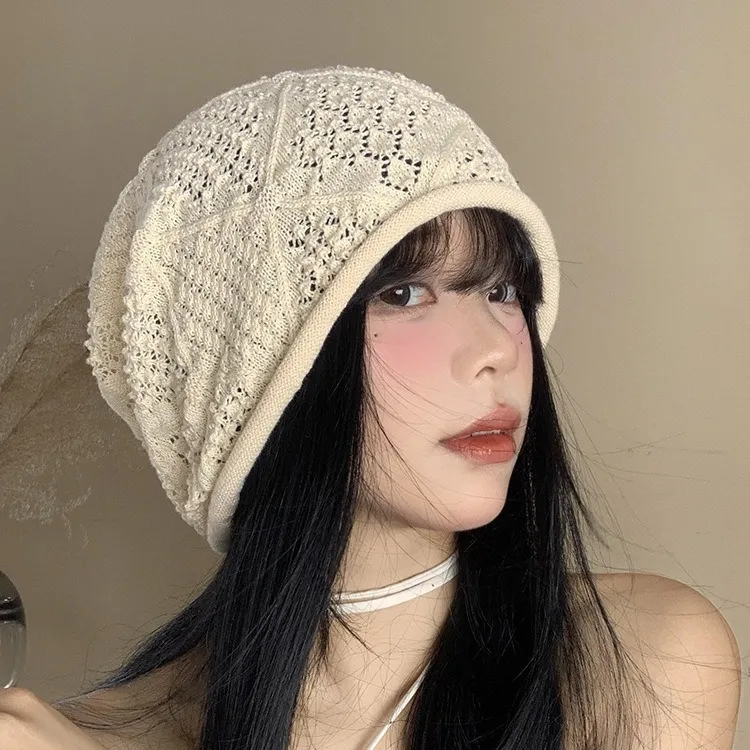 针织男女堆堆帽子网红日系简约秋冬时尚情侣包头帽百搭保暖批发