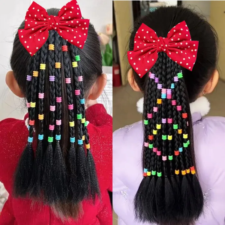 假发马尾辫女童扎头发辫子宝宝拳击辫彩色儿童编发绳脏脏辫造型