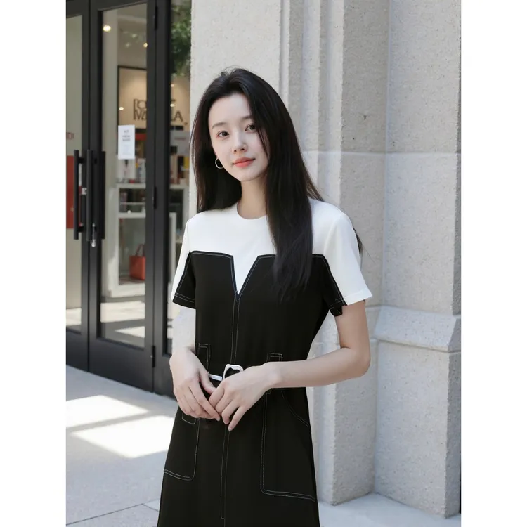 【TK】网红洋气炸街女装夏季高级韩系百搭短袖连衣裙HCZW651928