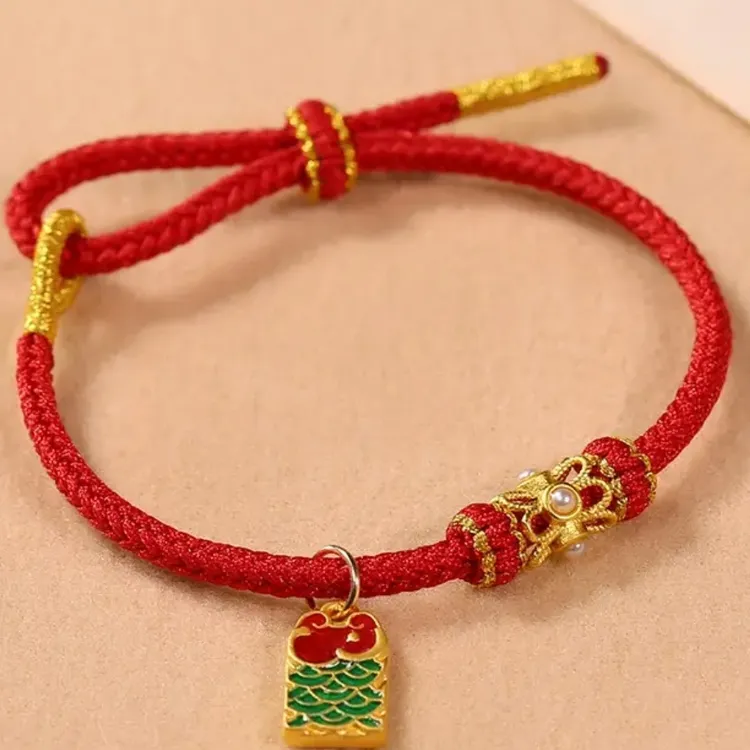 非金属布艺手链 简约饰品本命年编绳红色手串手工红手绳红绳编织