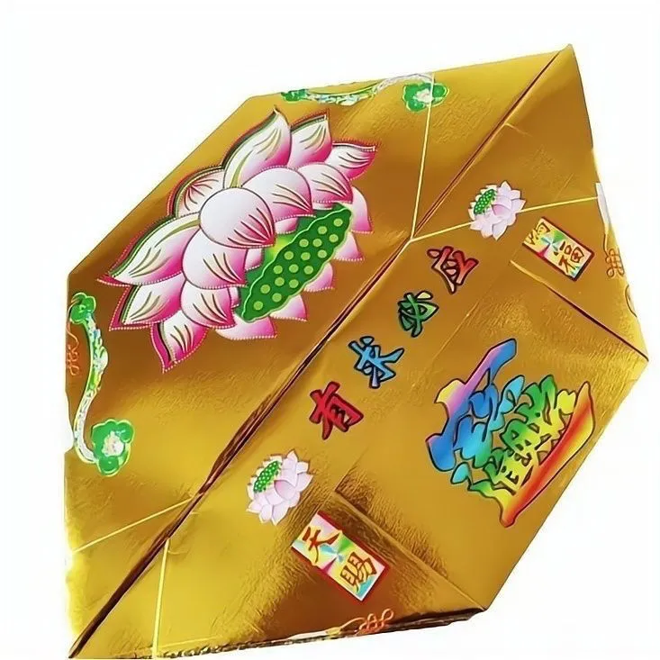 加厚彩印莲花款金纸金箔纸手工折纸元宝纸半成品