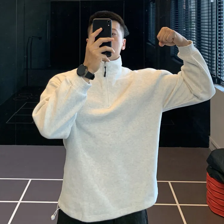 特大码300斤重磅半拉链运动卫衣套头长袖T恤健身衣服男装休闲秋冬