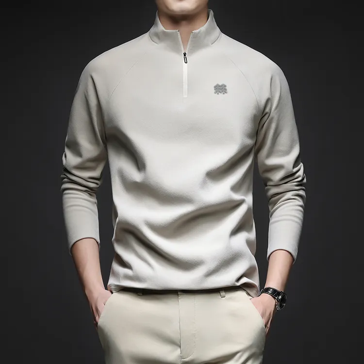 奥莱撤柜丨户外轻奢秋冬新款男士德绒半高领T恤时尚打底上衣潮